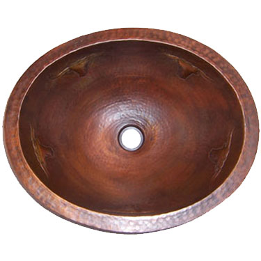 Mexican Copper Hammered Patina Sinks -- s6025 Oval Bull